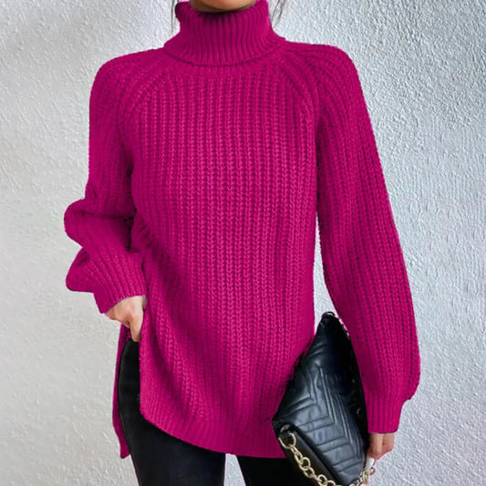 Pull en tricot pour femme, à col montant.